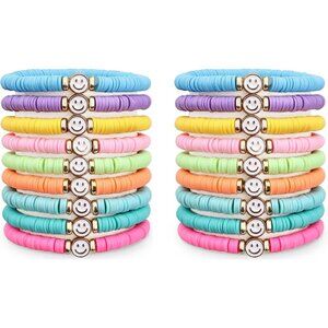 Preppy Beaded Bracelets Set for Teen Girls Women Colorful Friendship Stackable